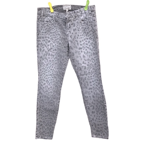 Current/Elliott Grey Leopard Stiletto Skinny Jeans - Size 28 - Picture 2 of 5